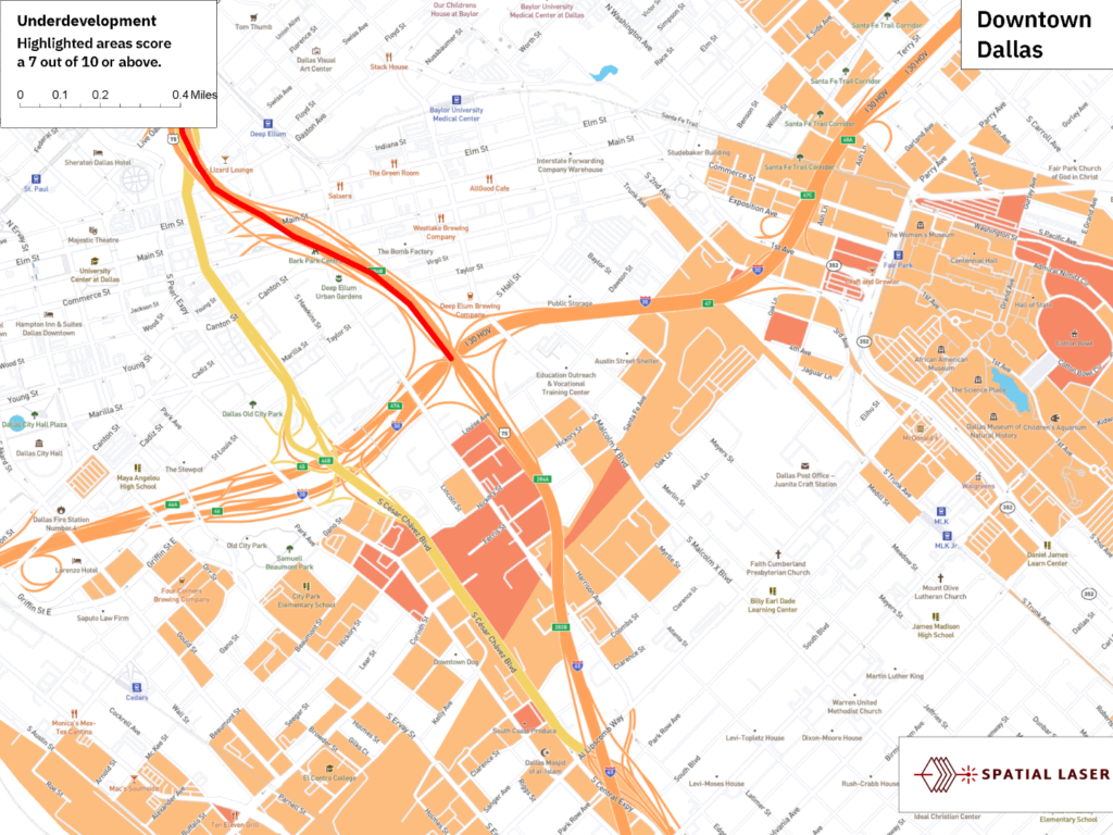 Underdeveloped areas near downtown Dallas.